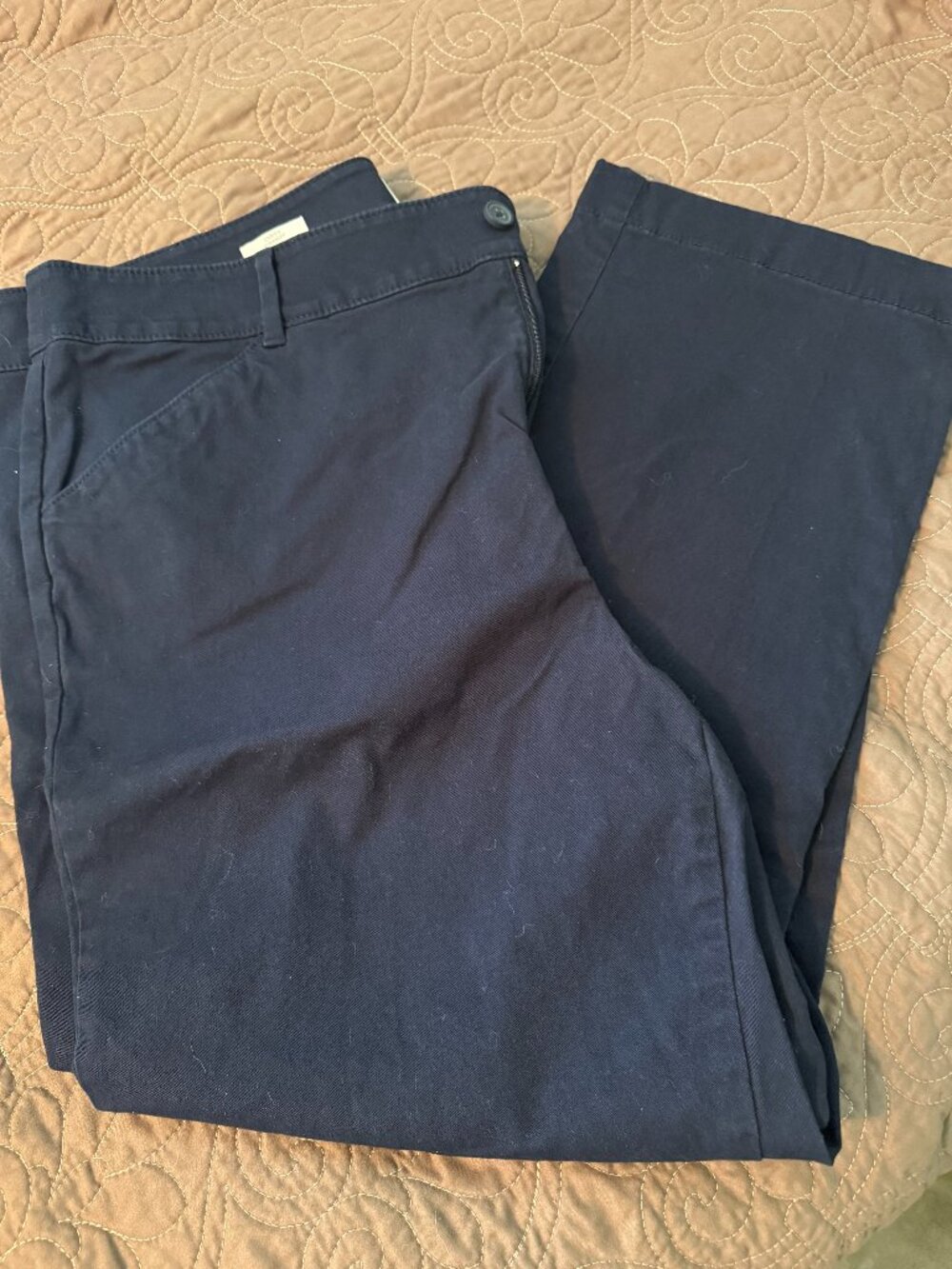 LOFT CURVY STRAIGHT PANTS NAVY BLUE SIZE 16 GENTLY WORN